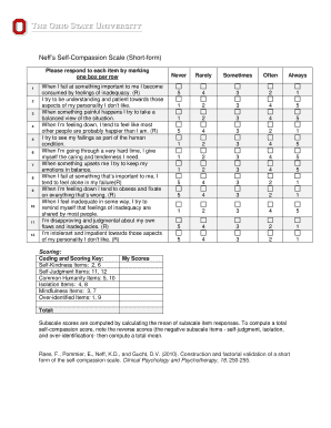 Self Compassion Scale  Form