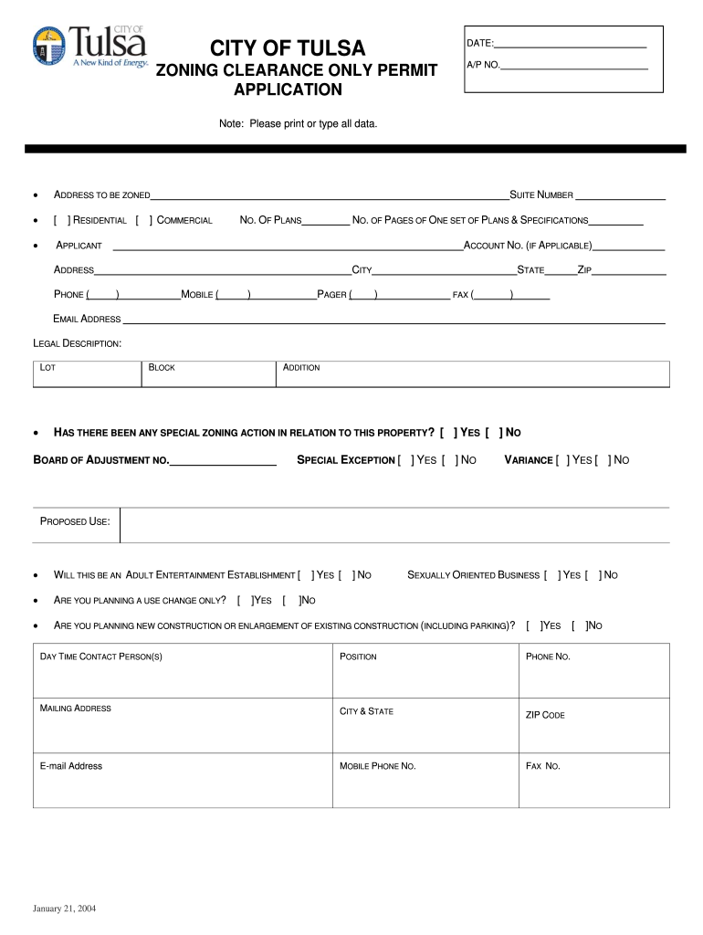  Tulsa Zoning Clearance Permit 2004-2024