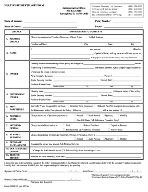  Multi Purpose Change Form 2016-2024