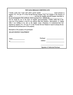Seller&#039;s Permit Nevada  Form