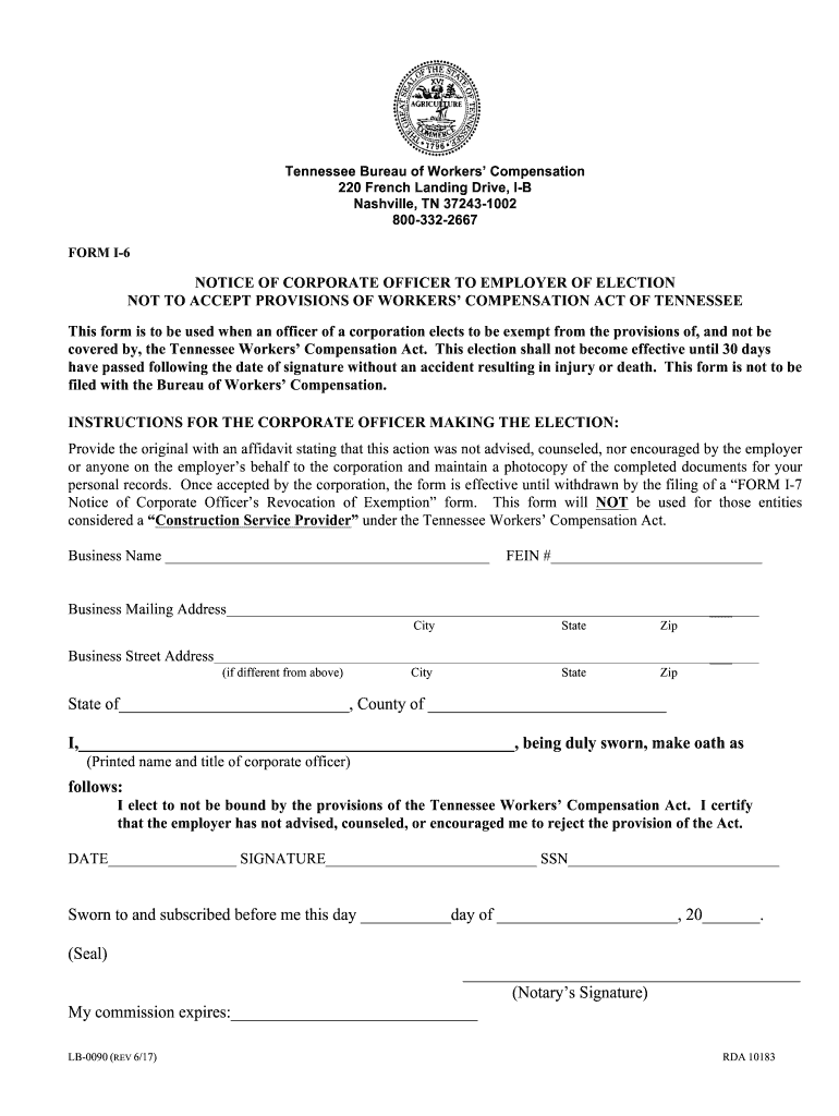  Tennessee I 6 Form 2017-2024