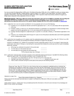 W 8BEN WRITTEN EXPLANATION  Form