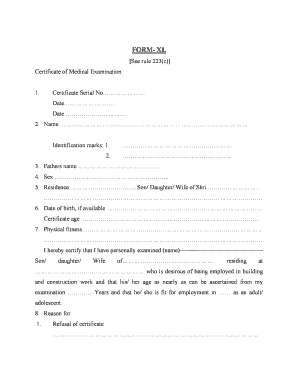 Form Xi Medical Examination PDF