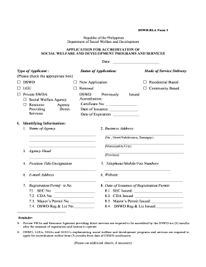 Dswd Application Form for Registration