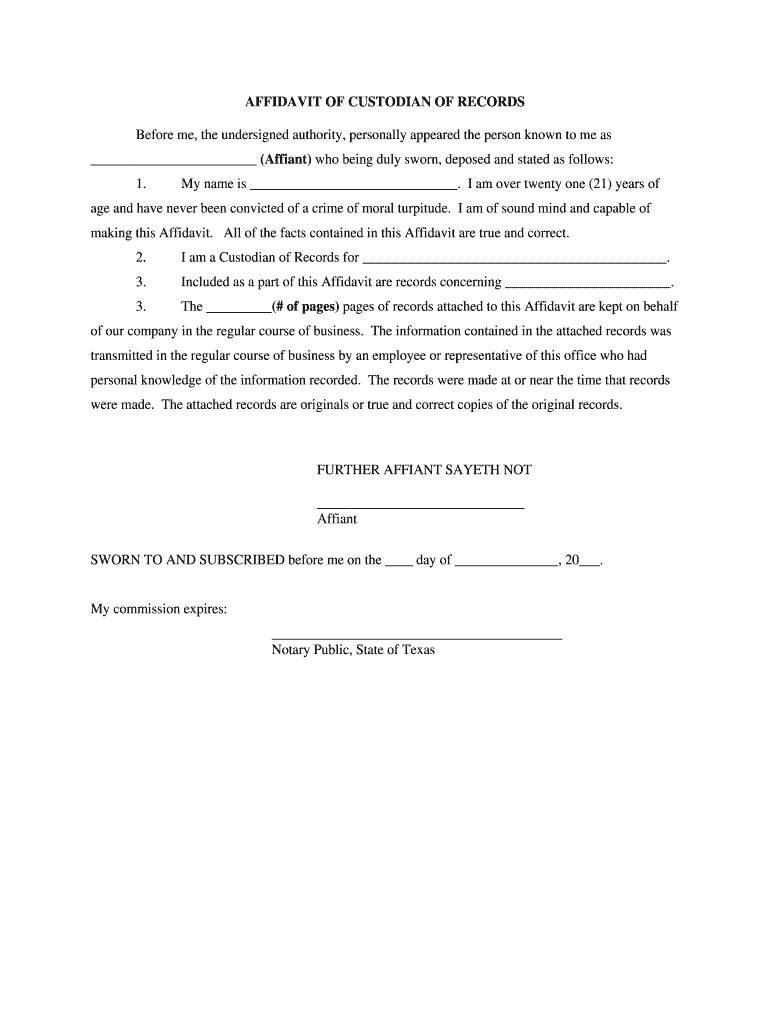 Custodian of Records  Form