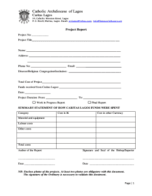 Caritas Lagos  Form