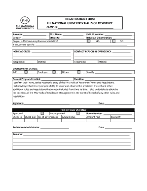 Fnu Hostel Application Form