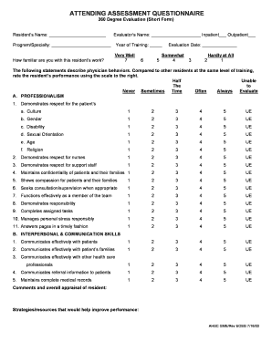 360 Degree Evaluation Short Form