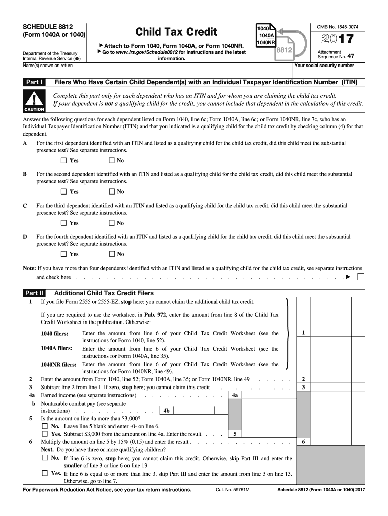 2017 Schedule 8812 (1040 form)