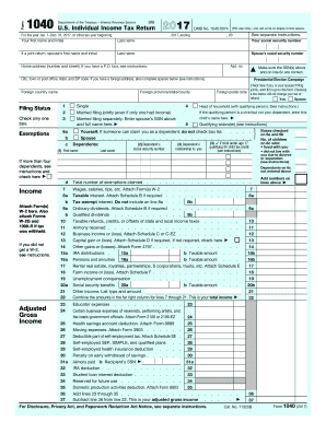 2017 Form 1040 Fill Out And Sign Printable Pdf Template Signnow