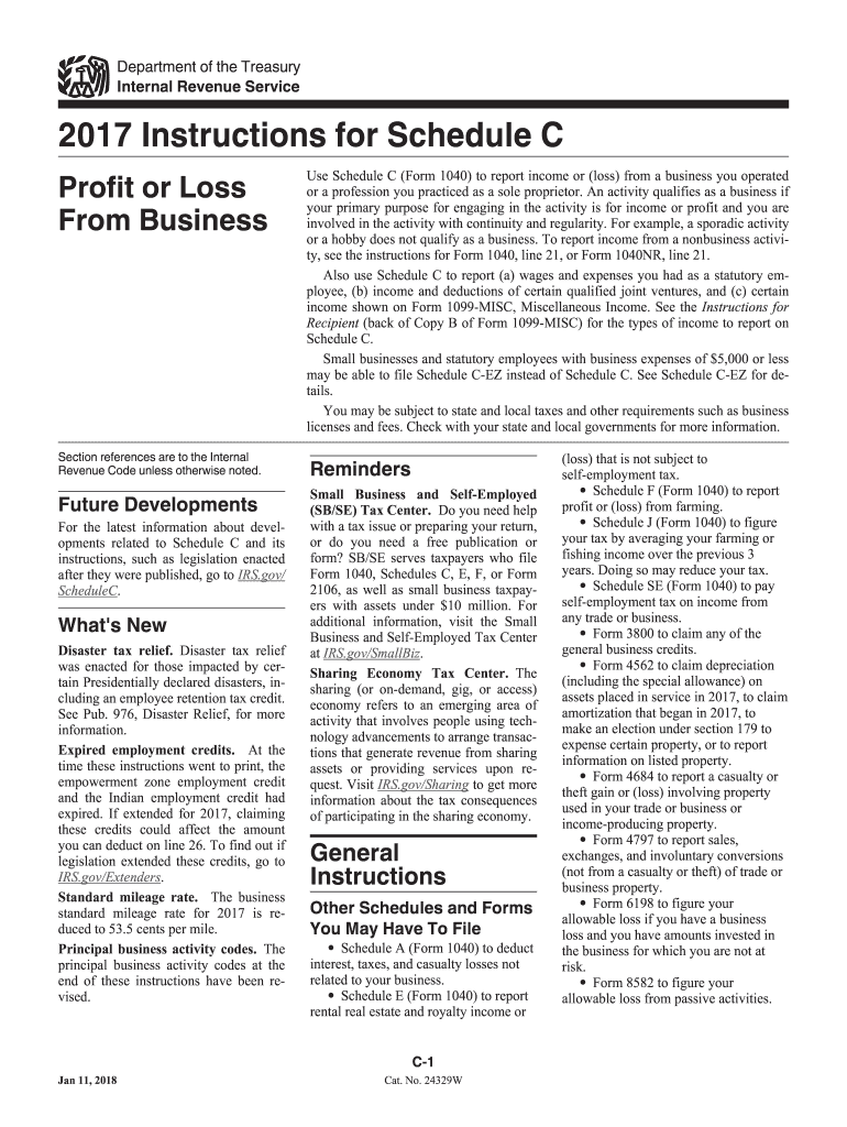  Irs Instruction C  Form 2017