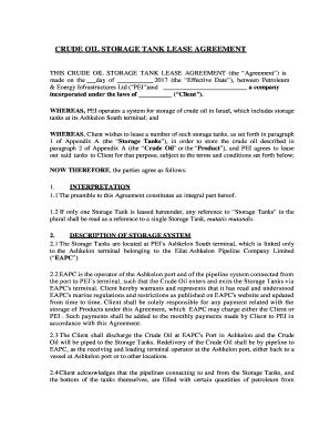 Tank Storage Agreement Sample  Form