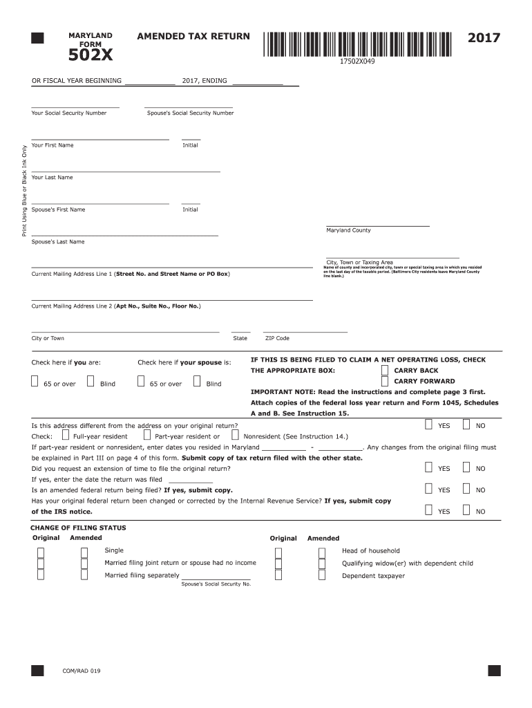  502x  Form 2017