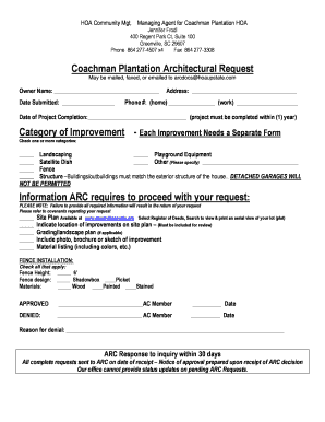 Coachman Plantation Hoa  Form