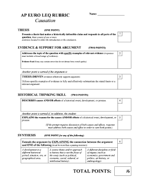 Ap European History Leq Rubric  Form