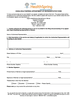 Cigna Authorized Representative Form