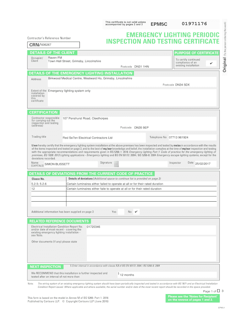 EMERGENCY LIGHTING PERIODIC  Form