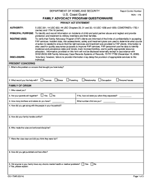 FAMILY ADVOCACY PROGRAM QUESTIONNAIRE  Form