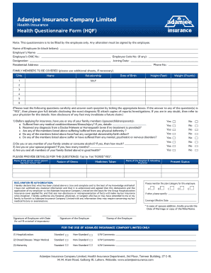 Adamjee Insurance Company Limited  Form