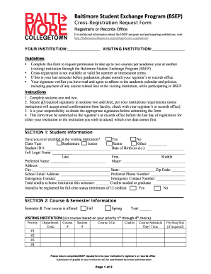 Cross Registration Request Form