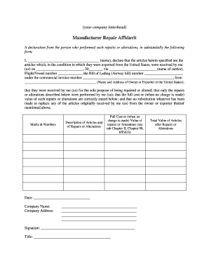 Repair Affidavit  Form