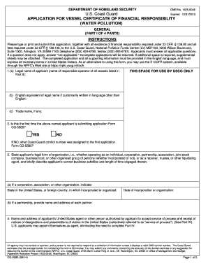  APPLICATION for VESSEL CERTIFICATE of FINANCIAL RESPONSIBILITY 2014-2023