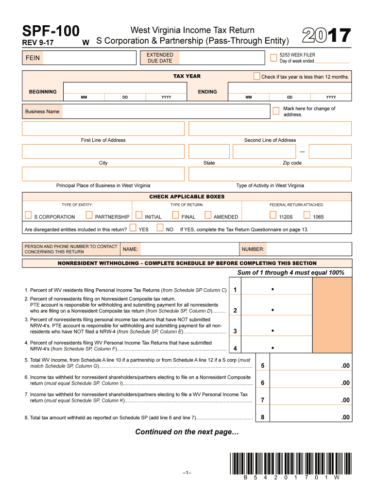 Get and Sign Wv Spf 100 2017 Form