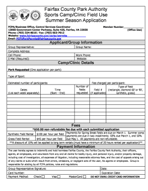 Sports CampClinic Field Use  Form