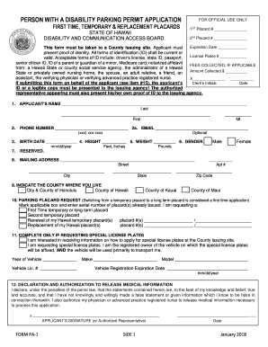  Person with a Disability Parking Permit Application Hawaii 2018