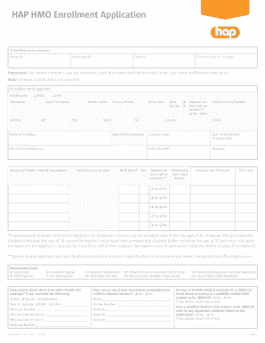 HAP HMO Enrollment Application  Form