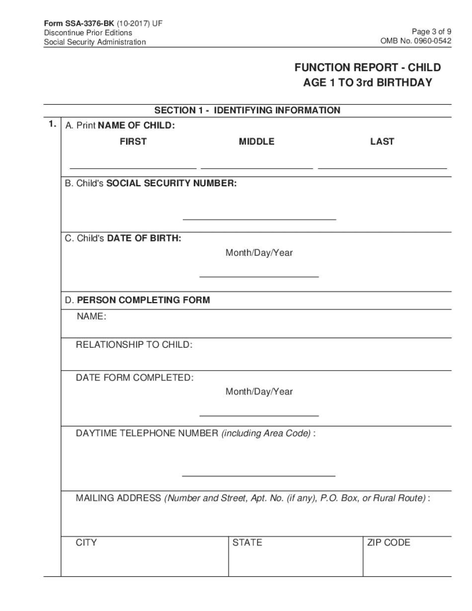 Get and Sign Function Report Child Age 1 to 3rd Birthday Use This Form to Complete a Function Report for a Child Age 1 to Their 3rd Birthday