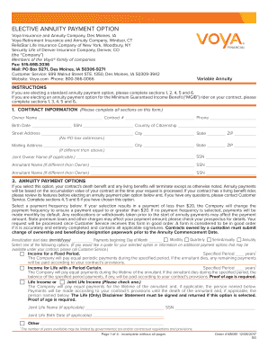Elective Annuity Payment Option  Form