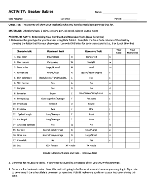 Beaker Babies Activity  Form