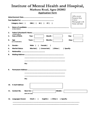 Mental Hospital Admission Form