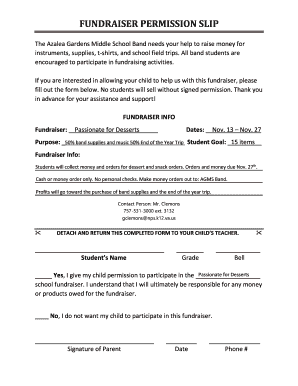 FUNDRAISER PERMISSION SLIP  Form