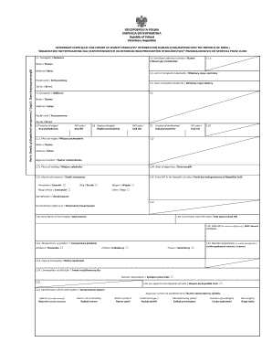 VETERINARY CERTIFICATE for EXPORT of FISHERY PRODUCTS* INTENDED for HUMAN CONSUMPTION into the REPUBLIC of INDIA  Form