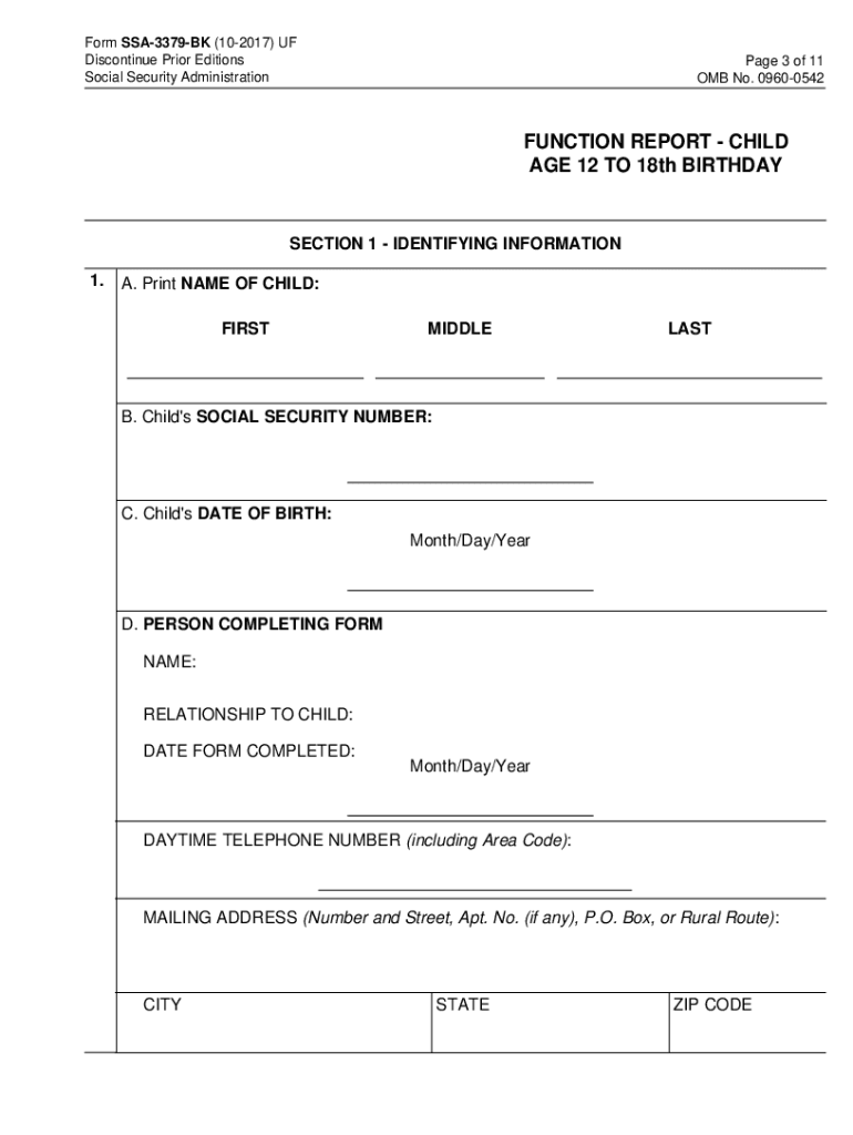 Form SSA 3379 BK 10 UF
