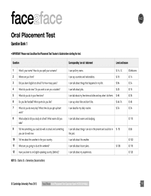 Face2face Placement Test  Form