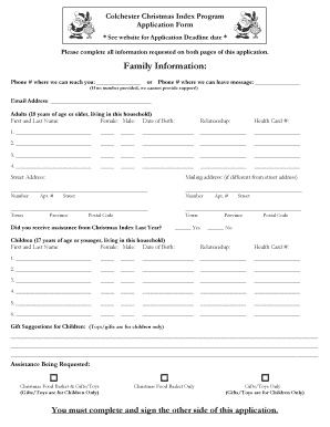 Christmas Index Truro  Form