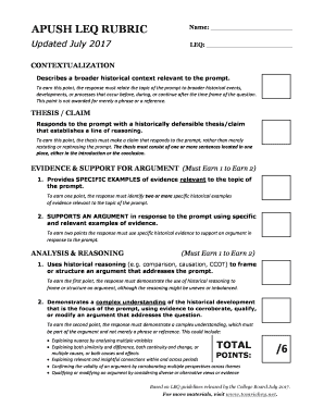 APUSH LEQ RUBRIC  Form