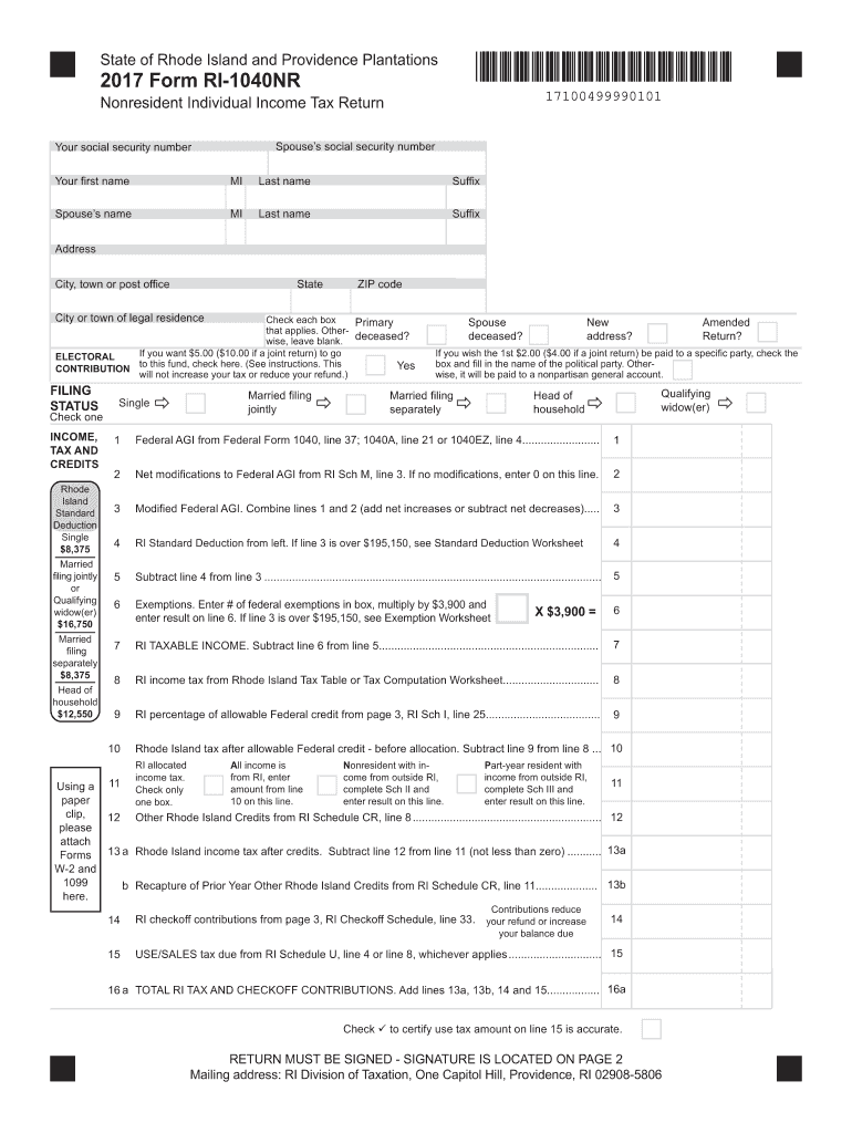  Form Ri 1040nr 2017