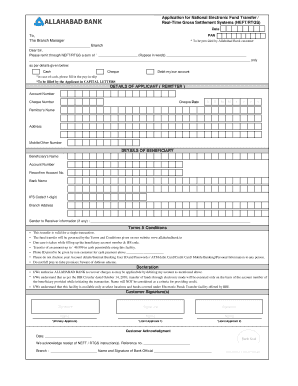 Application for National Electronic Fund Transfer  Form