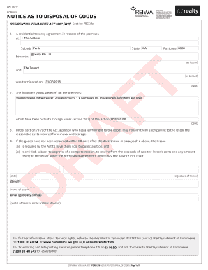 A Residential Tenancy Agreement in Respect of the Premises  Form