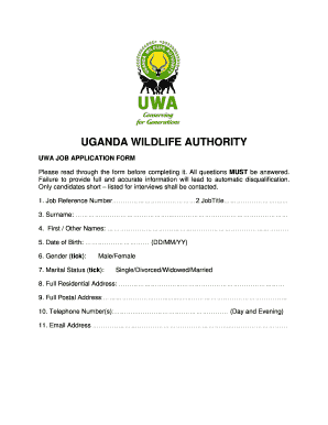 Uwa Job Application Form