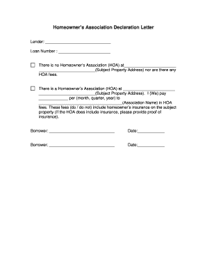 Homeowners Association Declaration Letter  Form