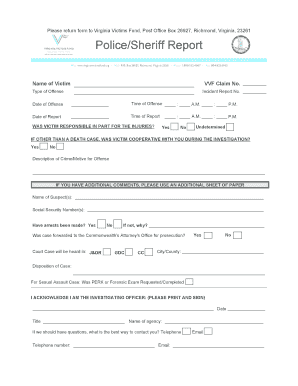 PoliceSheriff Report  Form