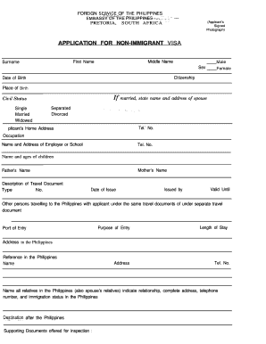 Philippines Visa Application Form