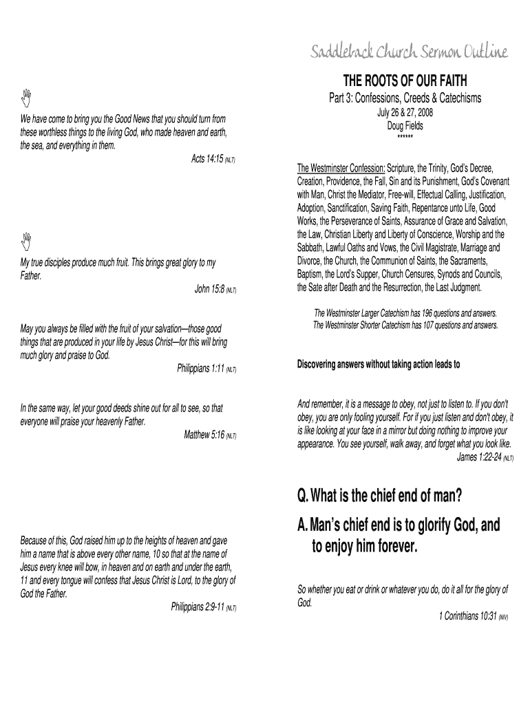 Saddleback Sermon Notes PDF  Form