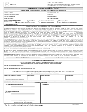 Avega Reimbursement Form