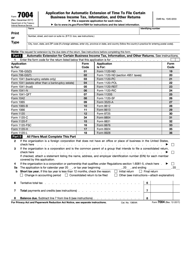  7004  Form 2017